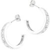 Slickblue Studded Cubic Zirconia Hooplet Earrings, Rhodium Finish, 1 ct, Round Cut Stones, Women's Jewelry - 2 of 3