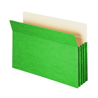 Smead File Pocket, Straight-Cut Tab, 3-1/2" Expansion, Legal Size, Green, 25 per Box (74226)