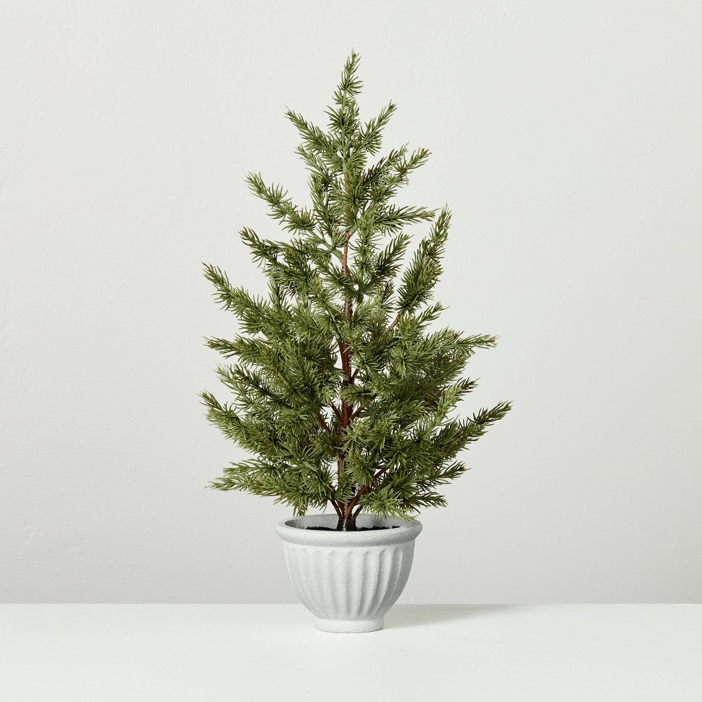 16" Faux Spruce Tree in Fluted Pot - Hearth & Hand™ with Magnolia: Farmhouse Decor, Indoor Winter Artificial Plant
