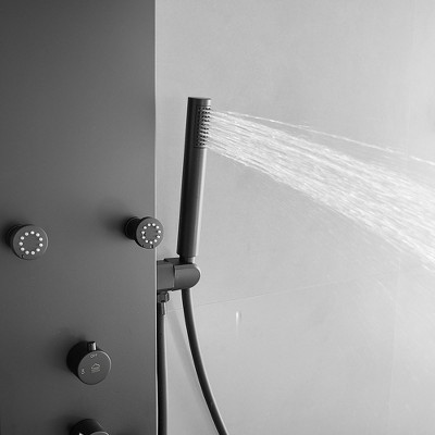 Matte Black 47'' Stainless Steel Shower Panel with Jets