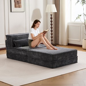 Whisen Modern Compression Loveseat, Convertible Floor Sofa Bed,DIY Boneless Modular Sectional Couch, No Assembly Required - 1 of 4