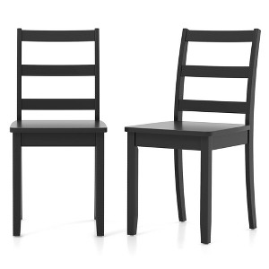 Tangkula Set of 2 Dining Chairs Ladder Back Armless Side Chair w/ Solid Rubber Wood Legs - 1 of 4