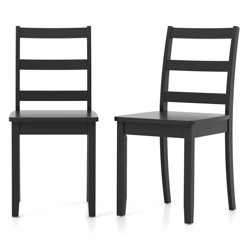 Tangkula Set of 2 Dining Chairs Ladder Back Armless Side Chair w/ Solid Rubber Wood Legs, 1 of 10