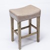 Bar Stools Set Of 2, Modern PU Leather Nailhead Upholstered Saddle Stools, Counter Height 26 Inches Backless Soft Saddle Seat - 2 of 4