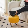ChicFurnit Ottomans and Benches Storage Ottoman Round Footstool Foot Rest Footstool with Wood Legs for Living Room, Yellow, 13.39"*13.39"*6.89" - 4 of 4