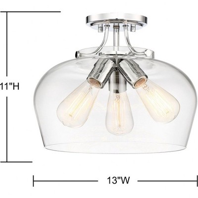 Transitional Curved Glass Bowl Ceiling Light in Polished Chrome