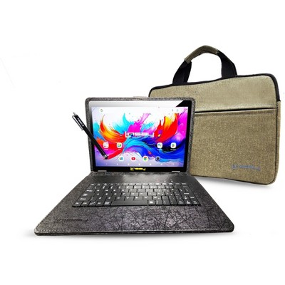 LINSAY® 10.1" Octa Core  256GB STORAGE Android 15 BUNDLE with BLACK UNIQUE ORACLE KEYBOARD CASE and TABLET BRIEFCASE