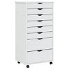 VidaXL Rolling Cabinet with Drawers MOSS White Solid Wood Pine - image 2 of 4