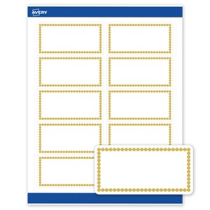 Avery 2" x 4" Labels, Pre-Printed Gold Beads Design, 100 ct - 1 of 4
