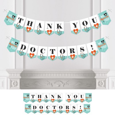 Big Dot of Happiness Thank You Doctors - Doctor Appreciation Week Bunting Banner - Party Decorations - Thank You Doctors