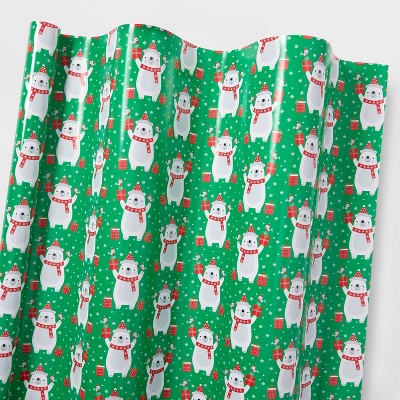 55 sq ft Polar Bears Gift Wrap Green - Wondershop™