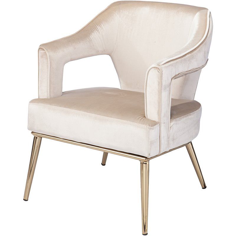 SEI Furniture Eldermain Velvet Upholstered Accent Arm Chair in Taupe, 1 of 4