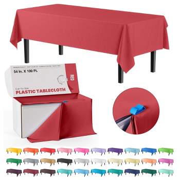 Crown Display Cut to Size Disposable Plastic Tablecloth Roll  With Cutter -54" X 100'