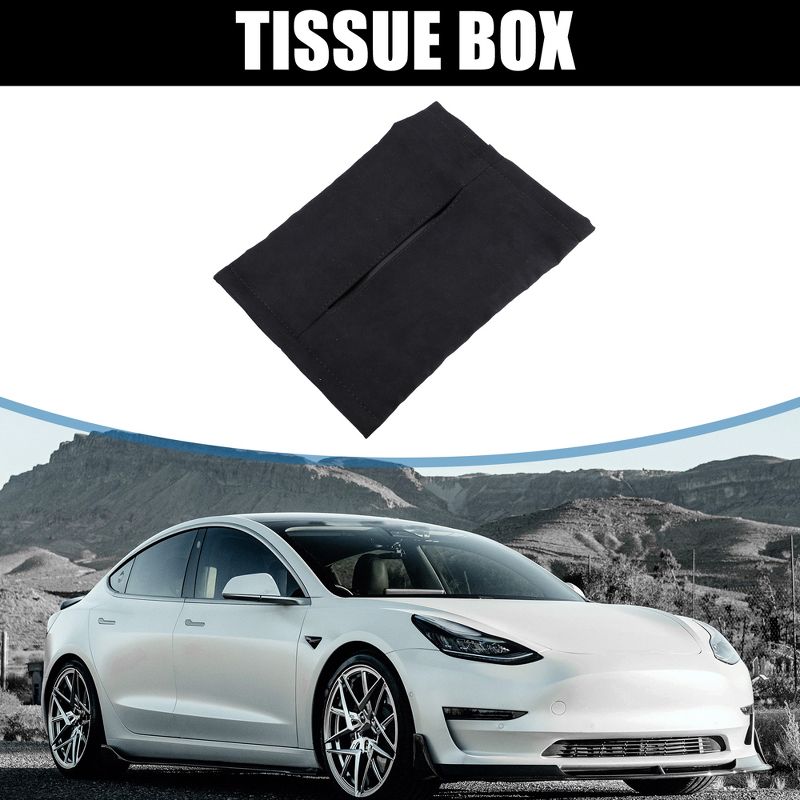 Unique Bargains Car Tissue Box Holder Center Console Faux Leather for Model 3 Y Black, 2 of 7