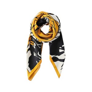 Anna-Kaci Women's Floral Print Square Scarf with Silky Fabric Lightweight Accessory for Layering and Styling - 1 of 4