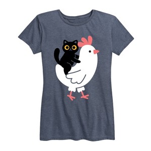 Women's - Instant Message - Cat Riding Chicken Short Sleeve Graphic T-Shirt - 1 of 4