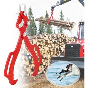 Heavy Duty Log Lifting Tongs, Red Timber Grapple Claw Hook, Claw Logging Grabber, Lumber Skidding Tool for Lifting and Moving Logs - 1 of 4