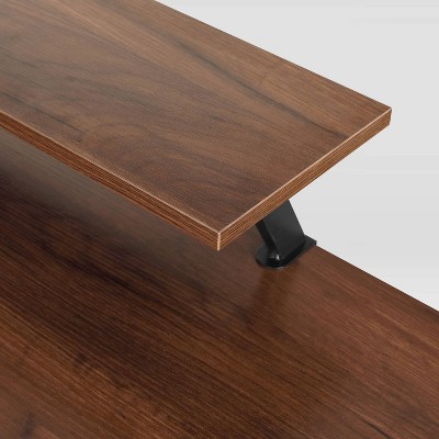 ErgoEdge Black Wood L-Shaped Gaming Computer Desk