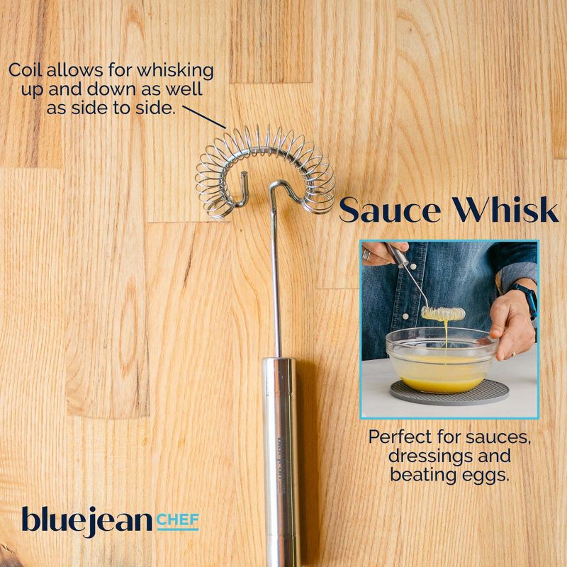 Blue Jean Chef 5-Piece Stainless-Steel Whisk Set, 5 Different Whisks: Cage Whisk, Ball Whisk, Roux Whisk, Sauce Whisk, Danish Dough Whisk, 4 of 7