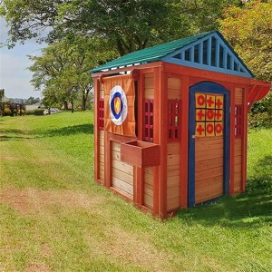4-in-1 Outdoor Kids Game House Garden Solid Wood Playhouse With Different Games On Every Surface For Garden Home Park Indoor Outdoor - 1 of 4