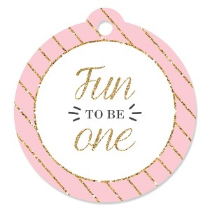 Big Dot of Happiness 1st Birthday Girl - Fun to be One - First Birthday Party Favor Gift Tags (Set of 20) - 1 of 4