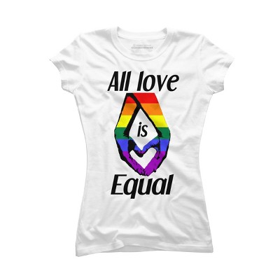 Adult Design By Humans Love is Equal Holding Hands Pride Flag By dnlribeiro88 T-Shirt
