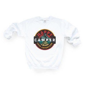 Simply Sage Market Women's Happy Camper Badge Gildan Sweatshirt - 1 of 2