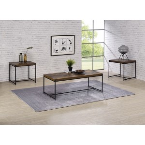 MDF and Steel 3-Piece Coffee and End Table Set with Tubular Legs for Modern Living Room or Lounge Spaces - 1 of 4