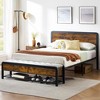 Garvee Full/Queen Bed Frame w/ Ottoman Storage & Headboard, Safe Corners, Metal Slats, No Box Spring, Brown Platform Bed - 3 of 4