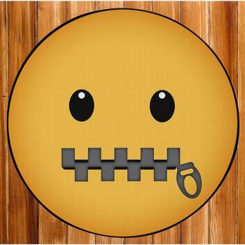 Deerlux Emoji Style Round Funny Smiley Face Kids Area Rug, Lip Sealed Emoji Rug