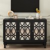 47.2" MDF TV Stand with Floral Window Pattern Doors, Sideboard with 3 Cabinets, Adjustable Shelves, and Solid Wood Legs for Living Room - 2 of 4