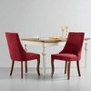 Set of 2 Upholstered Dining Chairs with High Backrest, Rayon Cloth Flocking Linen, Foam Cushion, and Curved Solid Wood Legs for Dining Room - 3 of 4