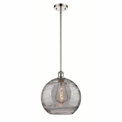 Athens Deco Swirl - 1 Light Stem Hung Mini Pendant In Industrial Style-15 Inches Tall and 12 Inches Wide