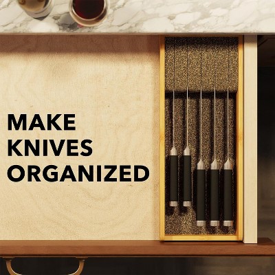 Small Bamboo Knife Drawer Organizer with Cork Dividers