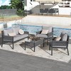 Nestfair 4pc Metal Frame Patio Conversation Set with Tempered Glass Table and Cushions Gray - 4 of 4