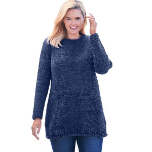 Woman Within Plus Size Crewneck Chenille Sweater - 1 of 4