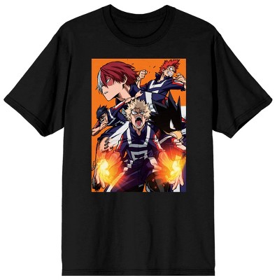 My Hero Academia Anime Cartoon Characters Group Men's Black Graphic Tee ...