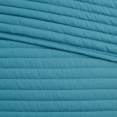 Aqua Microfiber Reversible Full Comforter Set with Channel Stitch