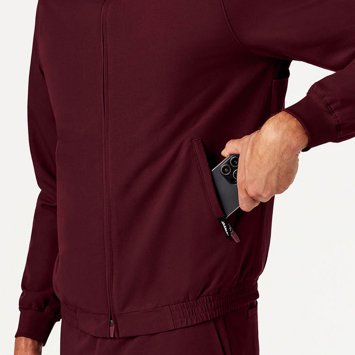 Jaanuu Wolfe Everyday 6-Pocket Scrub Jacket UltraLAST Fabric - Burgundy, M — фото 3