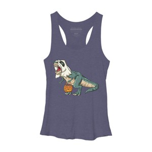 Women's Design By Humans Trex Ghost Costume Design Funny Halloween Dinosaur By Threadlets Racerback Tank Top - 1 of 3