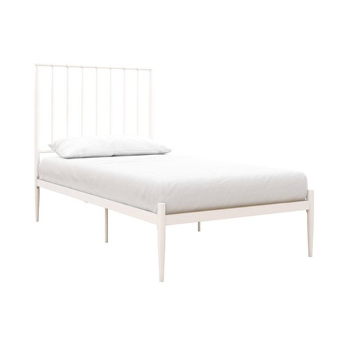 Twin Gia Mid Century Modern Metal Bed, Twin Size White Metal Bed Frame