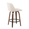 26" 360° Swivel Counter Stools with Wood Legs, Padded Upholstered Seat, and Round Footrest (Set of 2) - 4 of 4