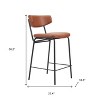 HomeRoots Set of Two 30" Brown and Black Faux Leather and Steel Low Back Bar Height Bar Chairs - 3 of 4