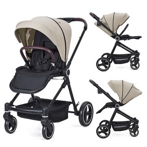 Baby Stroller with Storage Basket, Convenient Fold Travel Stroller with Adjustable Footrest - 1 of 4