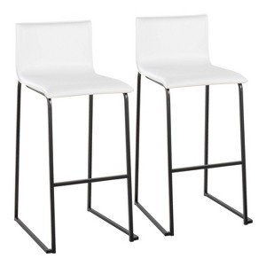 Set of 2 Mara Upholstered Barstools White/Black - Lumisource: Faux Leather, Steel Base, Fixed Height - 1 of 4