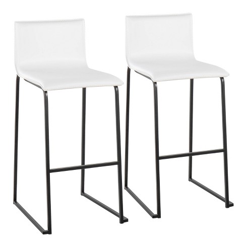 Set of 2 Mara Upholstered Barstools White/Black - Lumisource: Faux Leather, Steel Base, Fixed Height - image 1 of 4