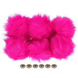 Unique Bargains Fluffy Soft Elastic Faux Fur Pom Poms for Hats DIY Scarves 6 Pcs - 1 of 4