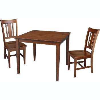 International Concepts 36x36 Dining Table with 2 Chairs in Espresso