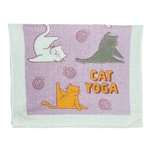 Cat Yoga Funny Stretching Kittens Tea Towel - Crazy Dog Tea Towel Cat Yoga - 1 of 4
