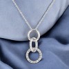 Slickblue Triplet Hoop Pendant Necklace for Women, Rhodium Plated, Cubic Zirconia, 16" Chain, Contemporary Fashion Jewelry - 2 of 3